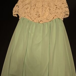 Blue Mint Mint Ivory Lace Off Shoulder A-Line Dress Lightweight Size S